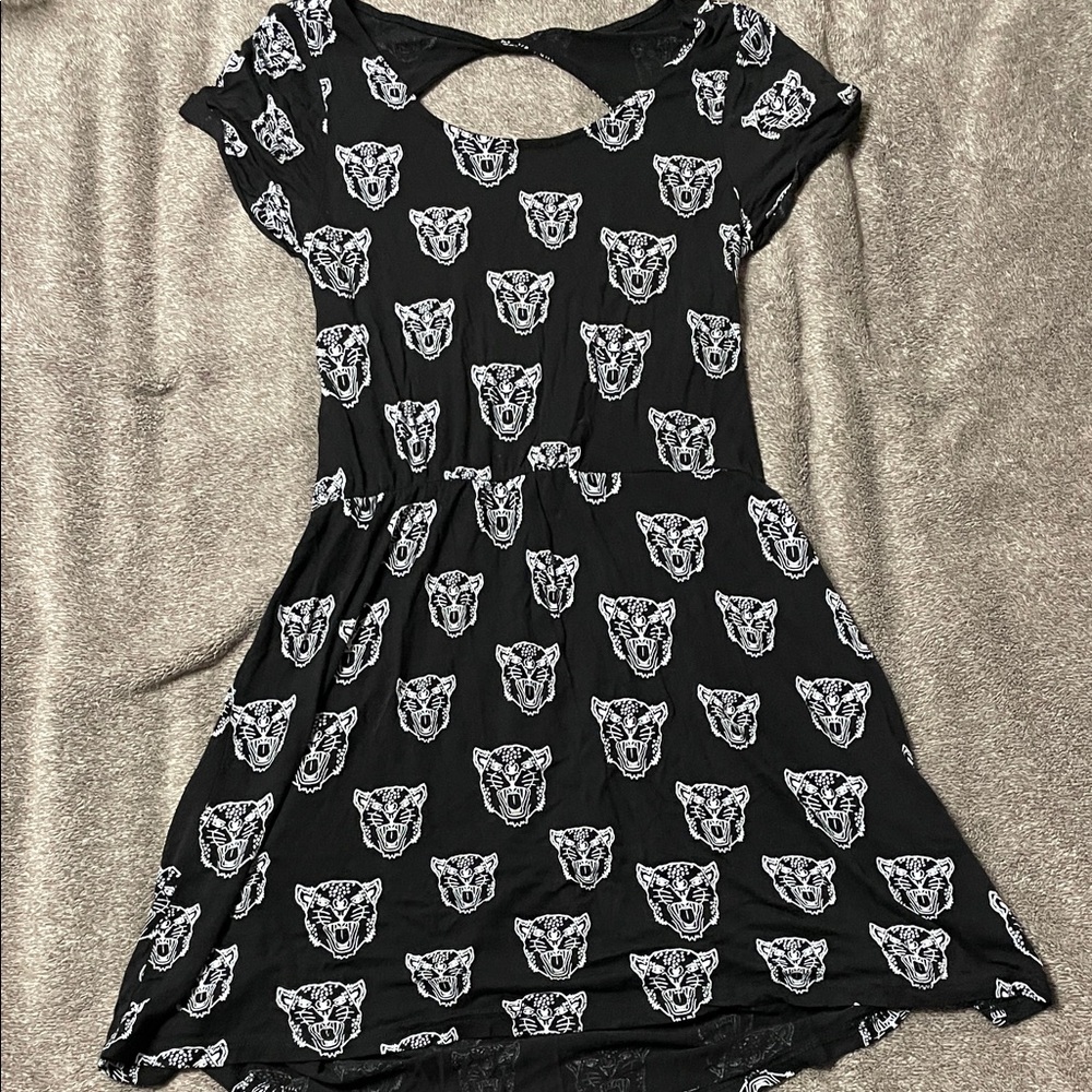 H&M Black Dress with White Animal Print